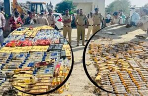 शराबबंदी वाले उज्जैन में गरजा बुलडोजर, शराबबंदी के बाद पहली बार उज्जैन में 50 लाख रुपए की शराब को नष्ट किया गया