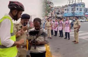 इंदौर यातायात पुलिस ने ड्रोन की मदद से एक दिन में 25 से अधिक चालान काटे