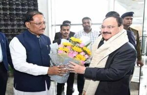 रायपुर में जेपी नड्डा का भव्य स्वागत, एयरपोर्ट पर सीएम साय ने किया अभिवादन