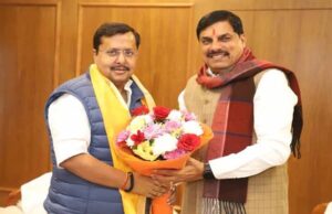 मुख्यमंत्री डॉ. मोहन यादव की भाजपा के नवनियुक्त कार्यकारी अध्यक्ष श्री नितिन नबीन से सौजन्य मुलाकात