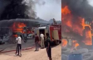 इंदौर में अवैध पार्किंग हादसा: वेल्डिंग के दौरान 5 बसें जलीं, 4 धमाके, गैस सिलेंडर भी फटा