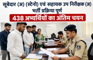 सूबेदार (अ) (स्टेनो) एवं सहायक उप निरीक्षक (अ) भर्ती प्रक्रिया पूर्ण 438 अभ्यर्थियों का अंतिम चयन