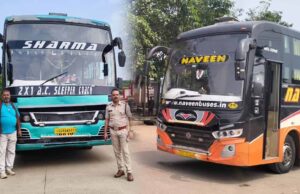 बसों की छत पर सामान ढोने पर 49 स्लीपर बसों के चालान