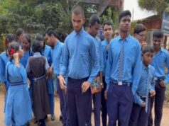 शिक्षक की मांग को लेकर सड़क पर उतरे दृष्टि-श्रवण बाधित स्कूल के बच्चे